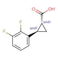 Chemical structure of rac-(1R,2R)-2-(2,3-difluorophenyl)cyclopropane-1-carboxylic acid - CSSB00025777505
