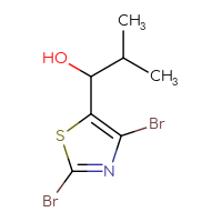 Chemical structure of 1-(2,4-dibromo-1,3-thiazol-5-yl)-2-methylpropan-1-ol - CSSB21246425171