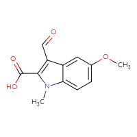 Chemical structure of 3-formyl-5-methoxy-1-methyl-1H-indole-2-carboxylic acid - CSSB00025773037