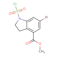 Chemical structure of methyl 6-bromo-1-(chlorosulfonyl)-2,3-dihydro-1H-indole-4-carboxylate - CSSB21224772397