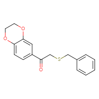 Chemical structure of 2-(benzylsulfanyl)-1-(2,3-dihydro-1,4-benzodioxin-6-yl)ethan-1-one - CSSB15216274309
