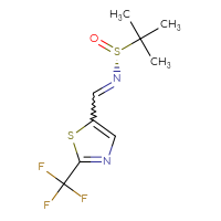 Chemical structure of (R)-2-methyl-N-{[2-(trifluoromethyl)-1,3-thiazol-5-yl]methylidene}propane-2-sulfinamide - CSSB02165063707