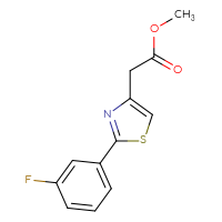 Chemical structure of methyl 2-[2-(3-fluorophenyl)-1,3-thiazol-4-yl]acetate - CSSB00000256600