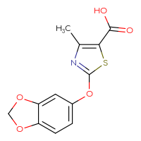 Chemical structure of 2-(2H-1,3-benzodioxol-5-yloxy)-4-methyl-1,3-thiazole-5-carboxylic acid - CSSB00102559020