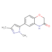 Chemical structure of 6-(1,3-dimethyl-1H-pyrazol-5-yl)-3,4-dihydro-2H-1,4-benzoxazin-3-one - CSSB00134382965