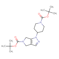 Chemical structure of tert-butyl 4-{5-[(tert-butoxy)carbonyl]-1H,4H,5H,6H-pyrrolo[3,4-c]pyrazol-1-yl}piperidine-1-carboxylate - CSSB00711915305