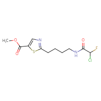 Chemical structure of methyl 2-[4-(2-chloro-2-fluoroacetamido)butyl]-1,3-thiazole-5-carboxylate - CSSB21332168004