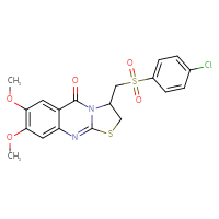 Chemical structure of 3-[(4-chlorobenzenesulfonyl)methyl]-7,8-dimethoxy-2H,3H,5H-[1,3]thiazolo[2,3-b]quinazolin-5-one - CSSB00121609345