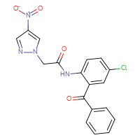 Chemical structure of N-(2-benzoyl-4-chlorophenyl)-2-(4-nitro-1H-pyrazol-1-yl)acetamide - CSSB00121619223
