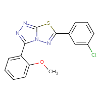 Chemical structure of 6-(3-chlorophenyl)-3-(2-methoxyphenyl)-[1,2,4]triazolo[3,4-b][1,3,4]thiadiazole - CSSB00121637891