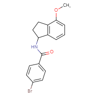 Chemical structure of 4-bromo-N-(4-methoxy-2,3-dihydro-1H-inden-1-yl)benzamide - CSSB02074081822