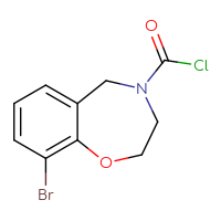 Chemical structure of 9-bromo-2,3,4,5-tetrahydro-1,4-benzoxazepine-4-carbonyl chloride - CSSB14968819277