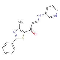 Chemical structure of 1-(4-methyl-2-phenyl-1,3-thiazol-5-yl)-3-[(pyridin-3-yl)amino]prop-2-en-1-one - CSSB02125603734
