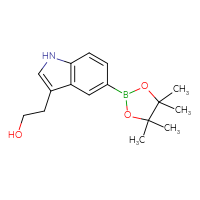 Chemical structure of 2-[5-(4,4,5,5-tetramethyl-1,3,2-dioxaborolan-2-yl)-1H-indol-3-yl]ethan-1-ol - CSSB21224766693