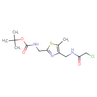 Chemical structure of tert-butyl N-({4-[(2-chloroacetamido)methyl]-5-methyl-1,3-thiazol-2-yl}methyl)carbamate - CSSB21332039588
