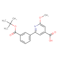 Chemical structure of 2-{3-[(tert-butoxy)carbonyl]phenyl}-6-methoxypyridine-4-carboxylic acid - CSSB21253046095