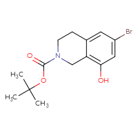 Chemical structure of tert-butyl 6-bromo-8-hydroxy-1,2,3,4-tetrahydroisoquinoline-2-carboxylate - CSSB14863684361