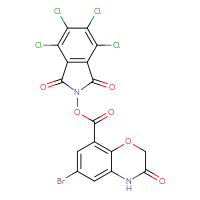 Chemical structure of 4,5,6,7-tetrachloro-1,3-dioxo-2,3-dihydro-1H-isoindol-2-yl 6-bromo-3-oxo-3,4-dihydro-2H-1,4-benzoxazine-8-carboxylate - CSSB20271123716