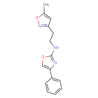 Chemical structure of N-[2-(5-methyl-1,2-oxazol-3-yl)ethyl]-4-phenyl-1,3-oxazol-2-amine - CSSB15149636546