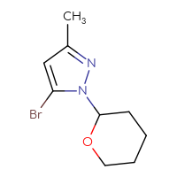 Chemical structure of 5-bromo-3-methyl-1-(oxan-2-yl)-1H-pyrazole - CSSB00134613639