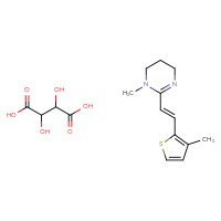 Chemical structure of 1-methyl-2-[(1E)-2-(3-methylthiophen-2-yl)ethenyl]-1,4,5,6-tetrahydropyrimidine; 2,3-dihydroxybutanedioic acid - CSSB00015254928