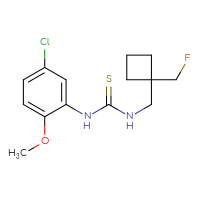 Chemical structure of 1-(5-chloro-2-methoxyphenyl)-3-{[1-(fluoromethyl)cyclobutyl]methyl}thiourea - CSSB01974670507