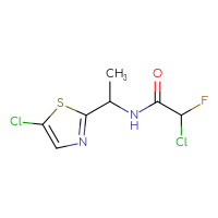 Chemical structure of 2-chloro-N-[1-(5-chloro-1,3-thiazol-2-yl)ethyl]-2-fluoroacetamide - CSSB21332118670