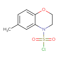 Chemical structure of 6-methyl-3,4-dihydro-2H-1,4-benzoxazine-4-sulfonyl chloride - CSSB14995490744
