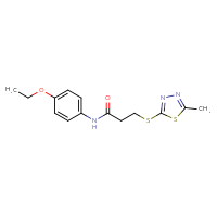 Chemical structure of N-(4-ethoxyphenyl)-3-[(5-methyl-1,3,4-thiadiazol-2-yl)sulfanyl]propanamide - CSSB00027397731