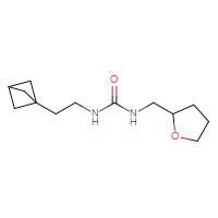 Chemical structure of 3-(2-{bicyclo[1.1.1]pentan-1-yl}ethyl)-1-[(oxolan-2-yl)methyl]urea - CSSB07074433392