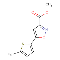 Chemical structure of methyl 5-(5-methylthiophen-2-yl)-1,2-oxazole-3-carboxylate - CSSB00043118849