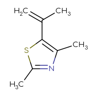 Chemical structure of 2,4-dimethyl-5-(prop-1-en-2-yl)-1,3-thiazole - CSSB00696774865