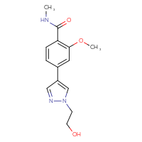Chemical structure of 4-[1-(2-hydroxyethyl)-1H-pyrazol-4-yl]-2-methoxy-N-methylbenzamide - CSSB06590834149