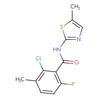 Chemical structure of 2-chloro-6-fluoro-3-methyl-N-(5-methyl-1,3-thiazol-2-yl)benzamide - CSSB06404906398