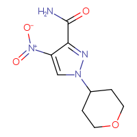 Chemical structure of 4-nitro-1-(oxan-4-yl)-1H-pyrazole-3-carboxamide - CSSB00138414266