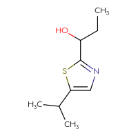 Chemical structure of 1-[5-(propan-2-yl)-1,3-thiazol-2-yl]propan-1-ol - CSSB20671651635