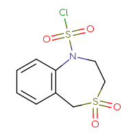 Chemical structure of 4,4-dioxo-1,2,3,5-tetrahydro-4λ⁶,1-benzothiazepine-1-sulfonyl chloride - CSSB21224764523