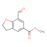 Chemical structure of methyl 7-formyl-2,3-dihydro-1-benzofuran-5-carboxylate - CSSB03554934138