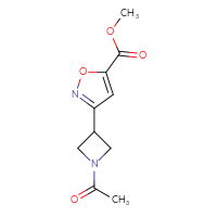 Chemical structure of methyl 3-(1-acetylazetidin-3-yl)-1,2-oxazole-5-carboxylate - CSSB15033035342