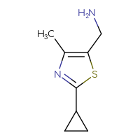 Chemical structure of 1-(2-cyclopropyl-4-methyl-1,3-thiazol-5-yl)methanamine - CSSB00011671181