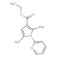 Chemical structure of ethyl 2,5-dimethyl-1-(pyridin-2-yl)-1H-pyrrole-3-carboxylate - CSSB02000206035