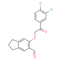 Chemical structure of 6-[2-(3,4-dichlorophenyl)-2-oxoethoxy]-2,3-dihydro-1H-indene-5-carbaldehyde - CSSB21414454822