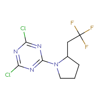 Chemical structure of 2,4-dichloro-6-[2-(2,2,2-trifluoroethyl)pyrrolidin-1-yl]-1,3,5-triazine - CSSB21332153182