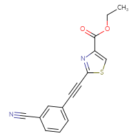 Chemical structure of ethyl 2-[2-(3-cyanophenyl)ethynyl]-1,3-thiazole-4-carboxylate - CSSB21531615071