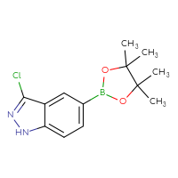 Chemical structure of 3-chloro-5-(4,4,5,5-tetramethyl-1,3,2-dioxaborolan-2-yl)-1H-indazole - CSSB00010082681