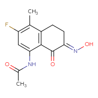 Chemical structure of N-[(7E)-3-fluoro-7-(hydroxyimino)-4-methyl-8-oxo-5,6,7,8-tetrahydronaphthalen-1-yl]acetamide - CSSB14907598793