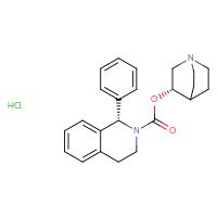 Chemical structure of (3S)-1-azabicyclo[2.2.2]octan-3-yl (1S)-1-phenyl-1,2,3,4-tetrahydroisoquinoline-2-carboxylate hydrochloride - CSSB00138440319