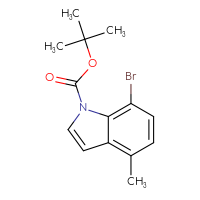 Chemical structure of tert-butyl 7-bromo-4-methyl-1H-indole-1-carboxylate - CSSB21332060292