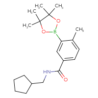 Chemical structure of N-(cyclopentylmethyl)-4-methyl-3-(4,4,5,5-tetramethyl-1,3,2-dioxaborolan-2-yl)benzamide - CSSB00348448725