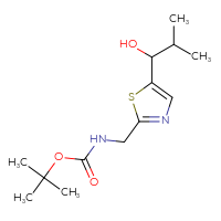 Chemical structure of tert-butyl N-{[5-(1-hydroxy-2-methylpropyl)-1,3-thiazol-2-yl]methyl}carbamate - CSSB00116463779